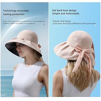 Women Sun Hat w/Black Rubber Coating,UV Protection UPF 50+